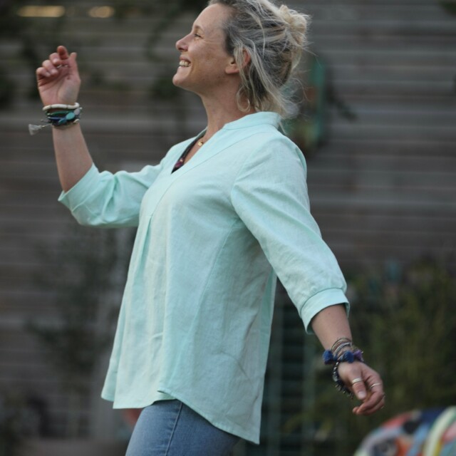 Quintessence - Blouse Isabeau - lin vert pep's