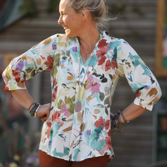 Quintessence - Blouse Isabeau - satin de coton Aquarelle