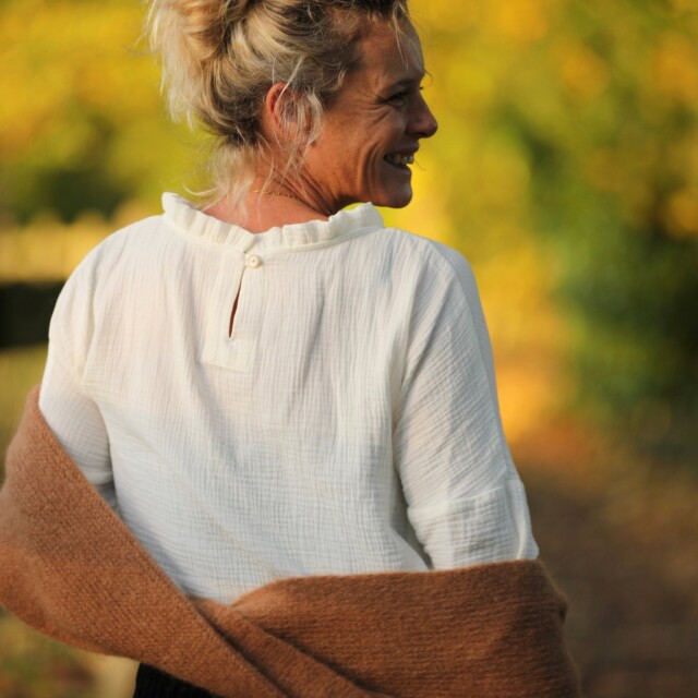 Quintessence - Blouse Janelle – Double gaze de coton ivoire