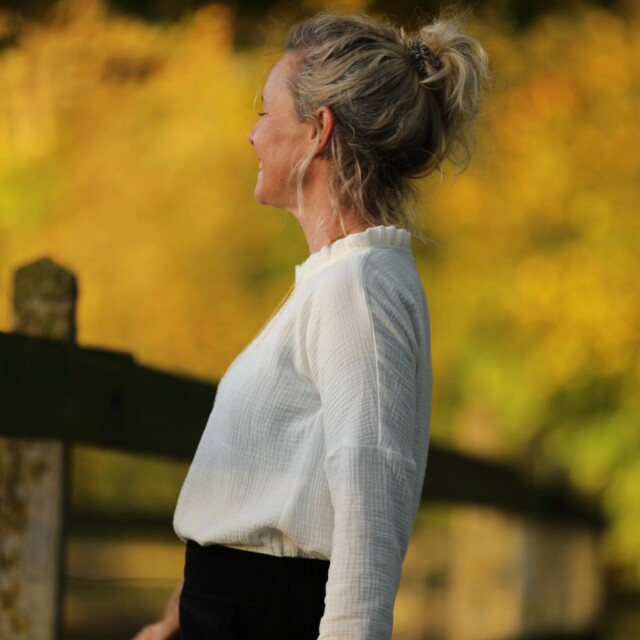 Quintessence - Blouse Janelle – Double gaze de coton ivoire