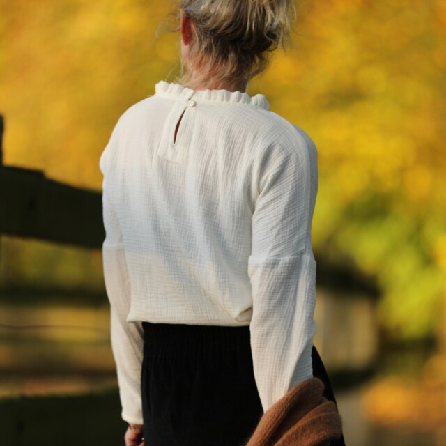 Quintessence - Blouse Janelle – Double gaze de coton ivoire