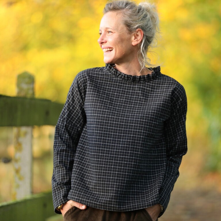 Quintessence - Blouse Janelle – Flanelle tartan noir