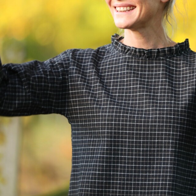Quintessence - Blouse Janelle – Flanelle tartan noir