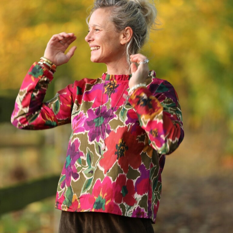 blouse janelle satin de coton fleuri toscane 2787769 Quintessence - Blouse Janelle – Satin de coton fleuri Toscane