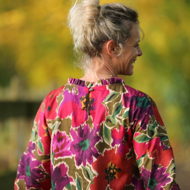 Quintessence - Blouse Janelle – Satin de coton fleuri Toscane