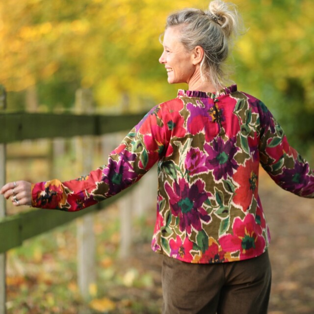 Quintessence - Blouse Janelle – Satin de coton fleuri Toscane
