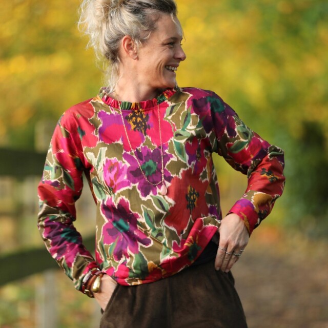 Quintessence - Blouse Janelle – Satin de coton fleuri Toscane