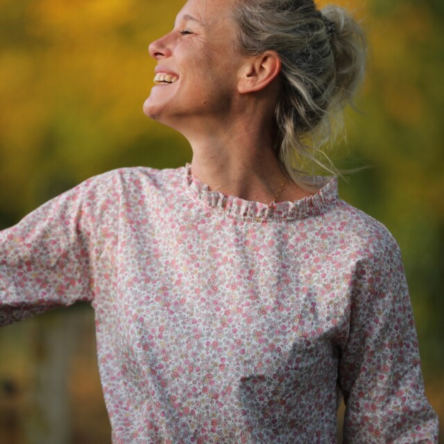 Quintessence - Blouse Janelle - voile de coton fleuri rose tendre