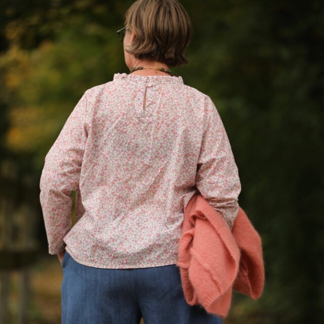 Quintessence - Blouse Janelle - voile de coton fleuri rose tendre