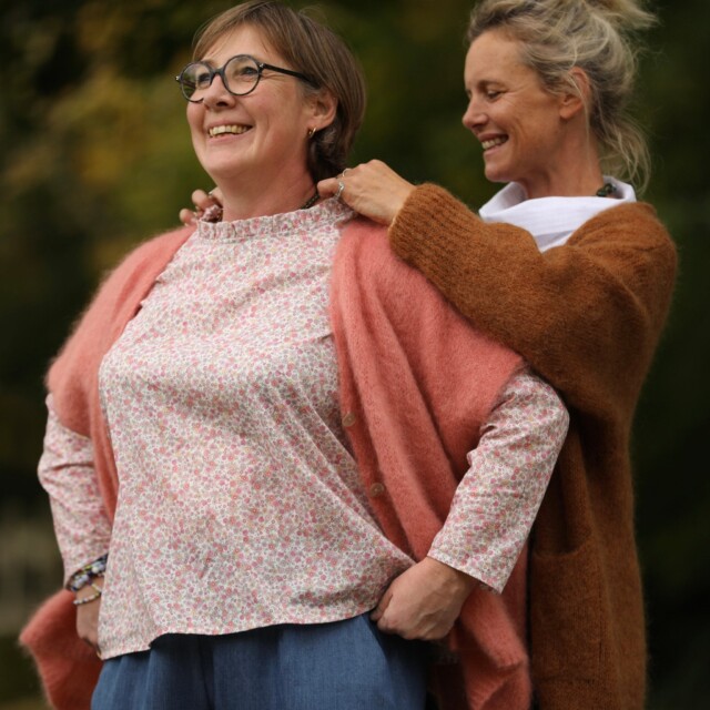 Quintessence - Blouse Janelle - voile de coton fleuri rose tendre