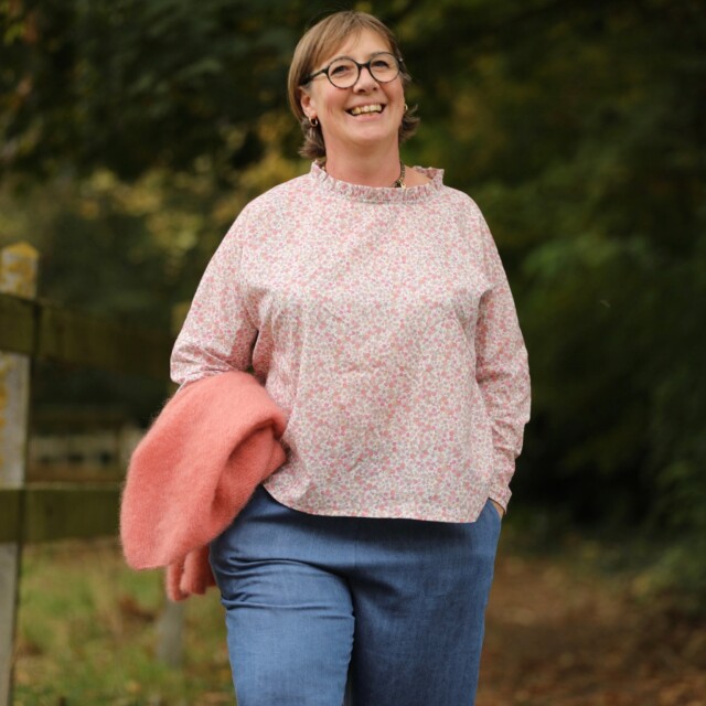 Quintessence - Blouse Janelle - voile de coton fleuri rose tendre