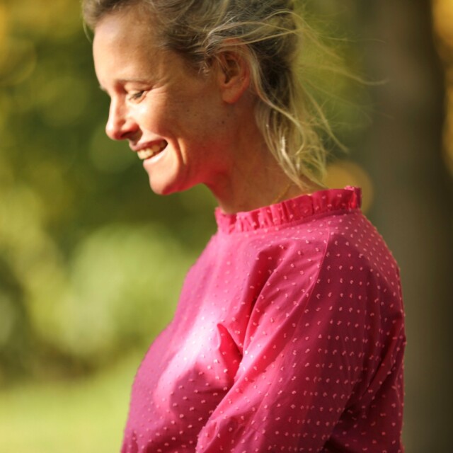 Quintessence - Blouse Janelle – Voile de coton fuchsia plumetis rose