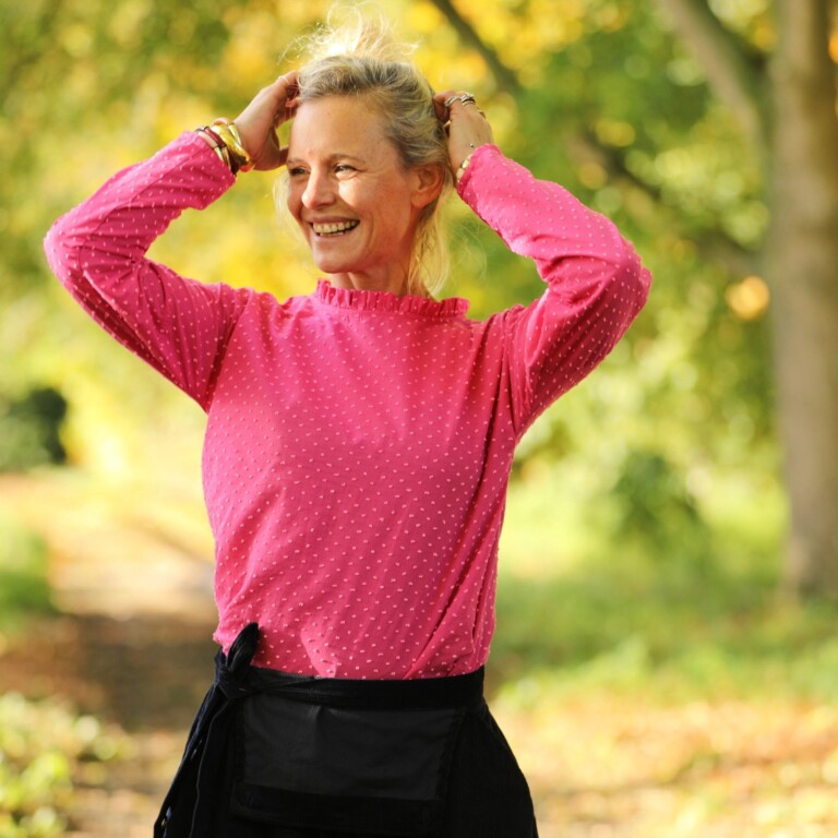 Quintessence - Blouse Janelle – Voile de coton fuchsia plumetis rose
