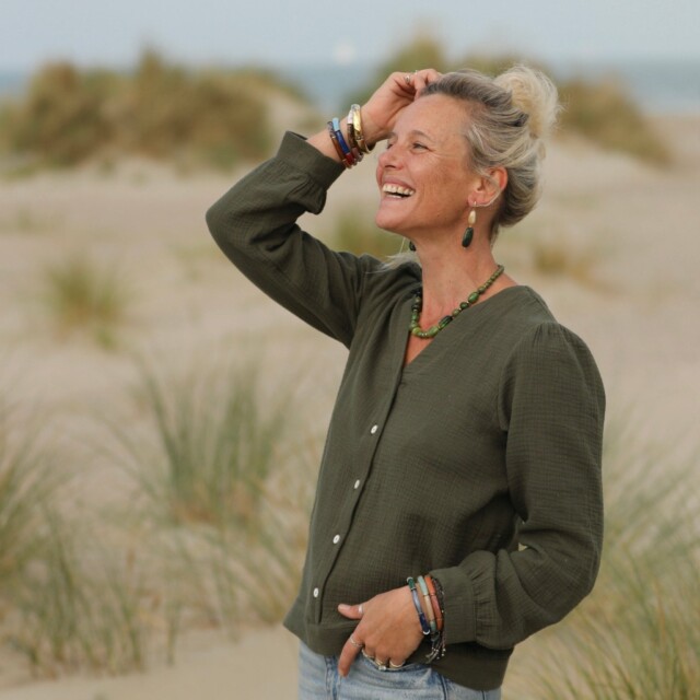 Quintessence - Blouse Léocadie - double gaze de coton kaki