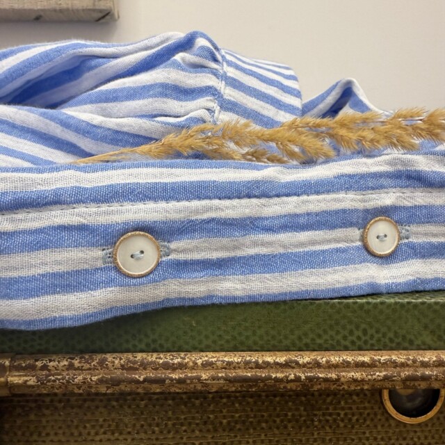 Quintessence - Blouse Léocadie - double gaze de coton rayé bleu/blanc