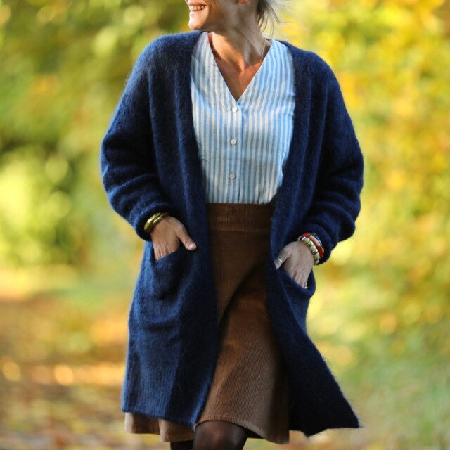 Quintessence - Blouse Léocadie - double gaze de coton rayé bleu/blanc