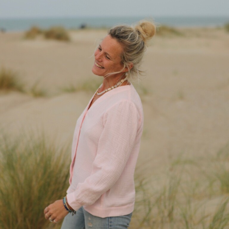 Meta SS25 - Blouse Léocadie - double gaze de coton rose poudré – L