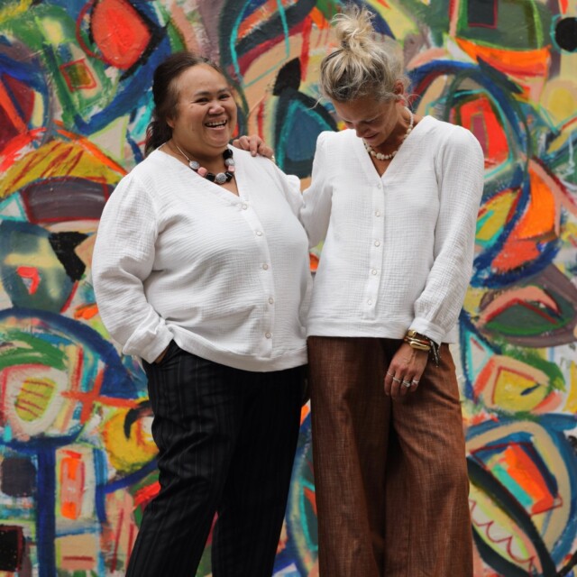 Quintessence - Blouse Léocadie - Double gaze de coton/lin jacquard fleuri marine