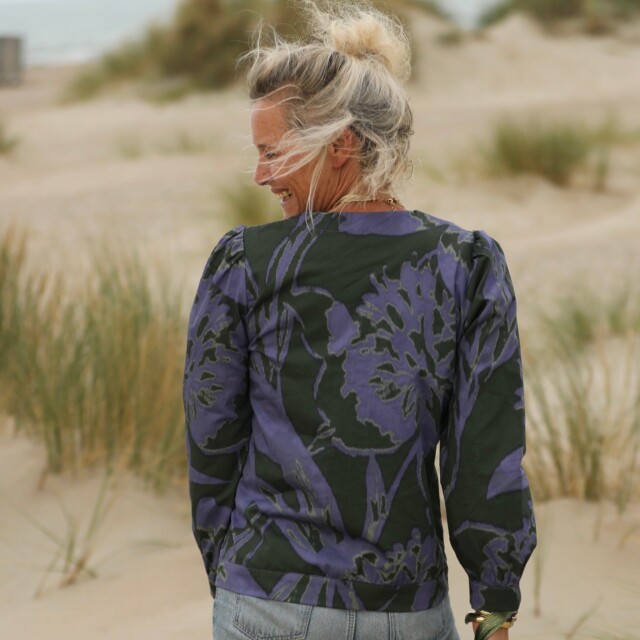 Quintessence - Blouse Léocadie - Ikat violet/kaki