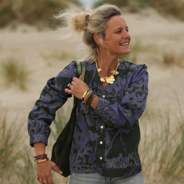 Quintessence - Blouse Léocadie - Ikat violet/kaki