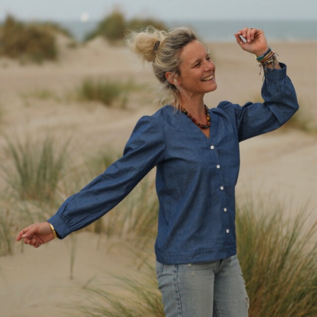 Quintessence - Blouse Léocadie - jean de coton bleu