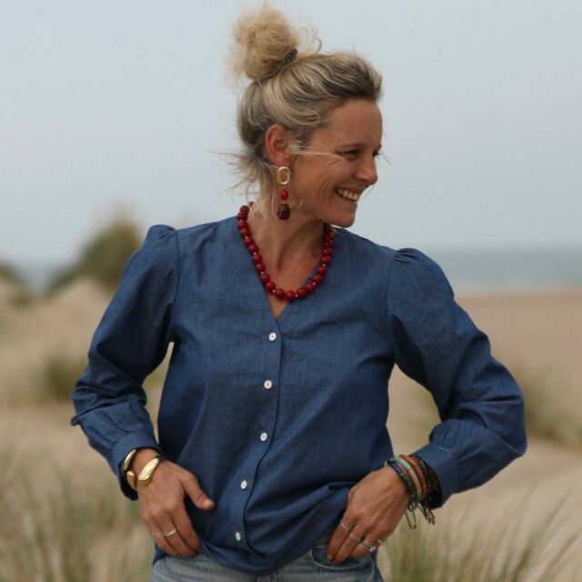 Quintessence - Blouse Léocadie - jean de coton bleu