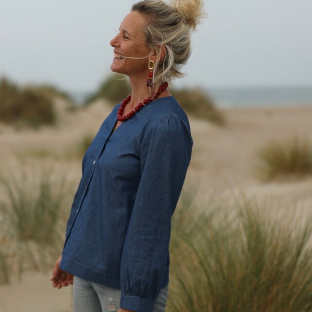 Quintessence - Blouse Léocadie - jean de coton bleu