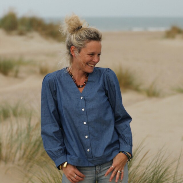 Quintessence - Blouse Léocadie - jean de coton bleu