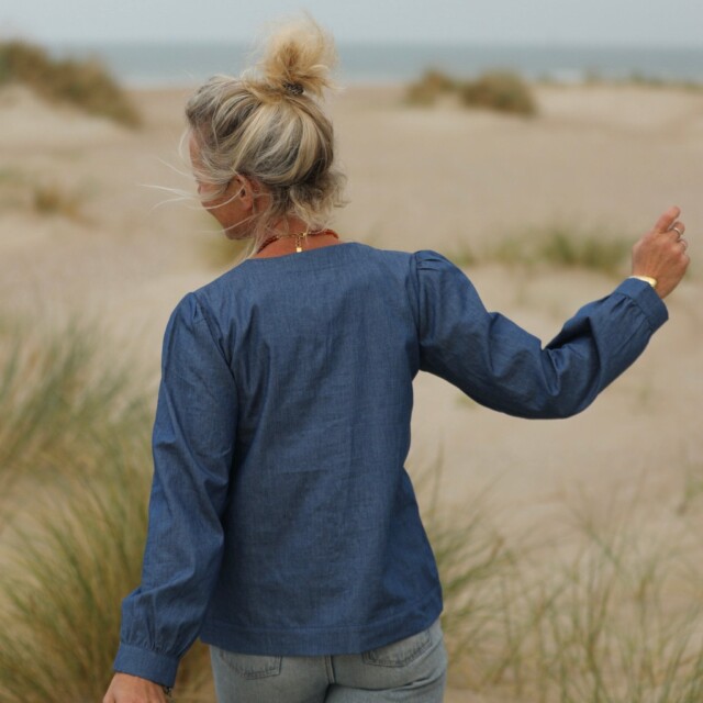 Quintessence - Blouse Léocadie - jean de coton bleu