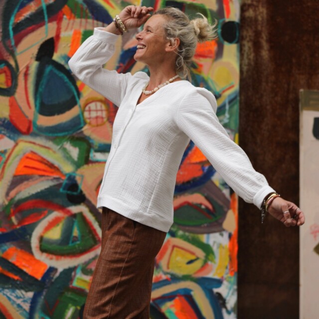 Quintessence - Blouse Léocadie - triple gaze de coton blanche