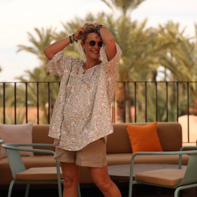 Quintessence - Blouse Léopoldine - double gaze de coton Échappée Bleue