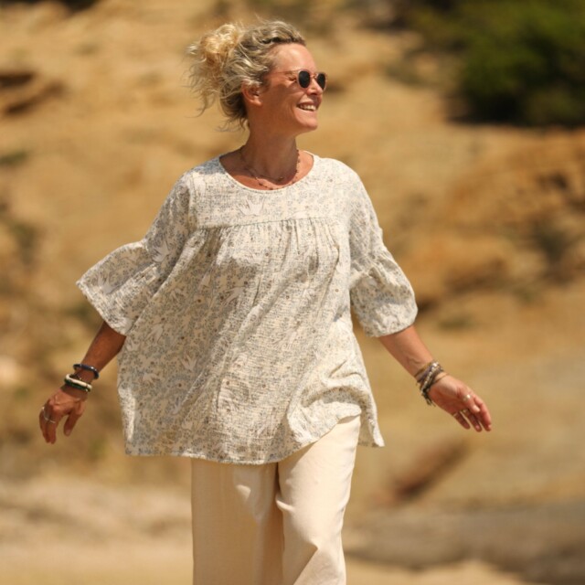 Quintessence - Blouse Léopoldine - double gaze de coton Échappée Bleue