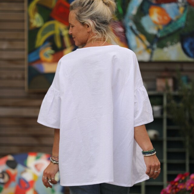 Quintessence - Blouse Léopoldine -  seersucker blanc cassé