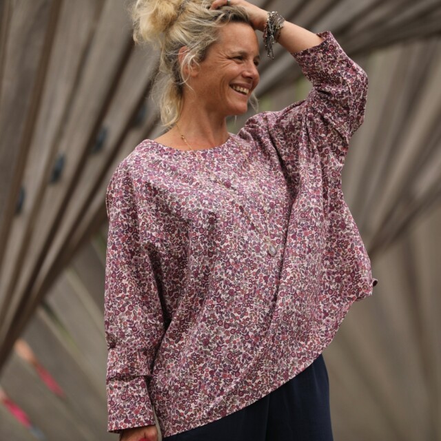 Quintessence - Blouse Naomie - coton léger fleurettes violettes