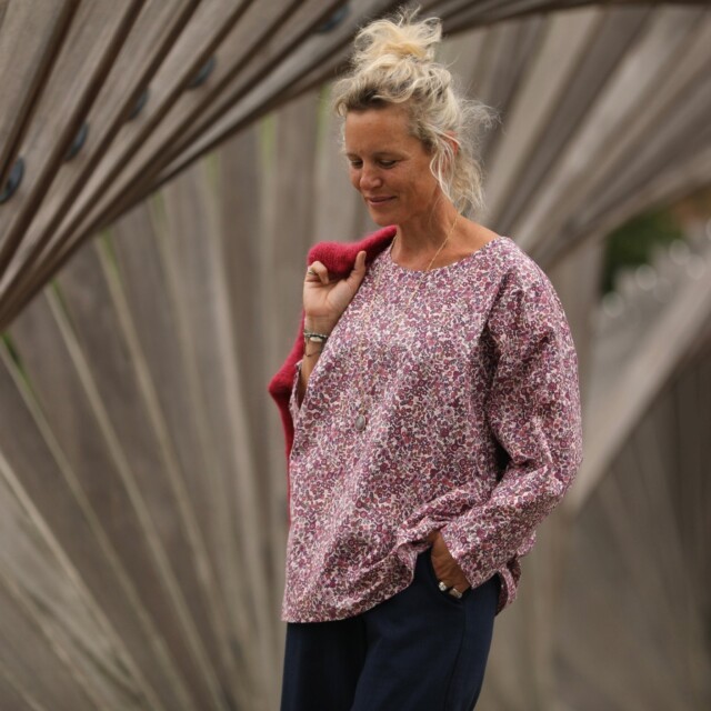 Quintessence - Blouse Naomie - coton léger fleurettes violettes