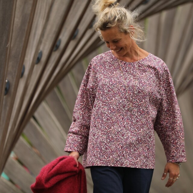 Quintessence - Blouse Naomie - coton léger fleurettes violettes