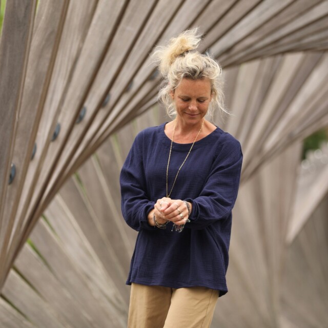 Quintessence - Blouse Naomie - double gaze de coton bleu nuit