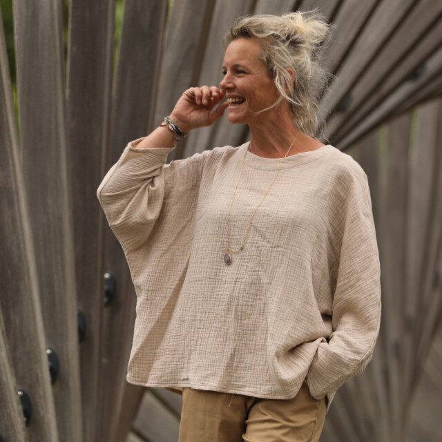 Quintessence - Blouse Naomie - double gaze de coton ficelle chiné