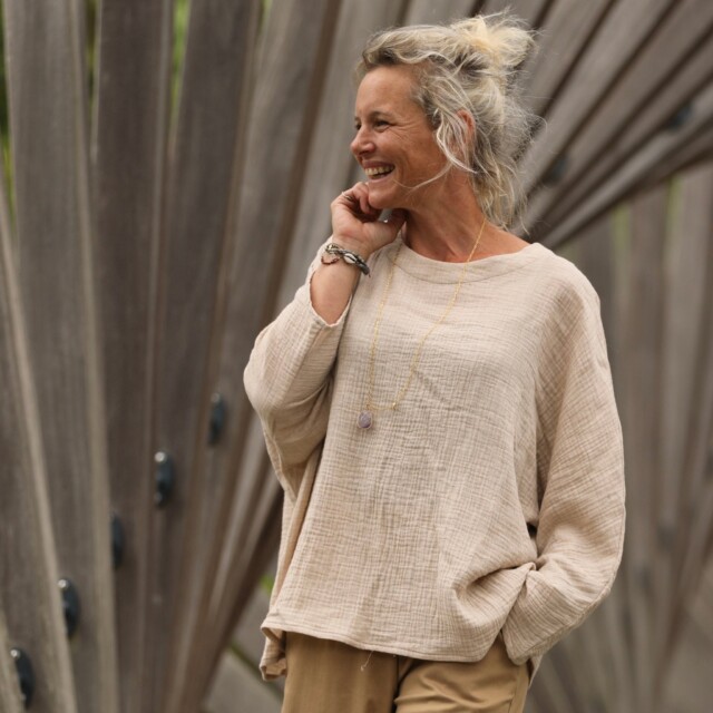 Blouse Naomie – double gaze de coton ficelle chiné par la marque Quintessence Quintessence - Blouse Naomie – double gaze de coton ficelle chiné