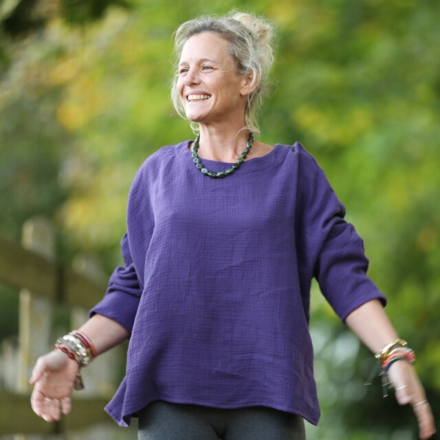 Quintessence - Blouse Naomie - double gaze de coton prune