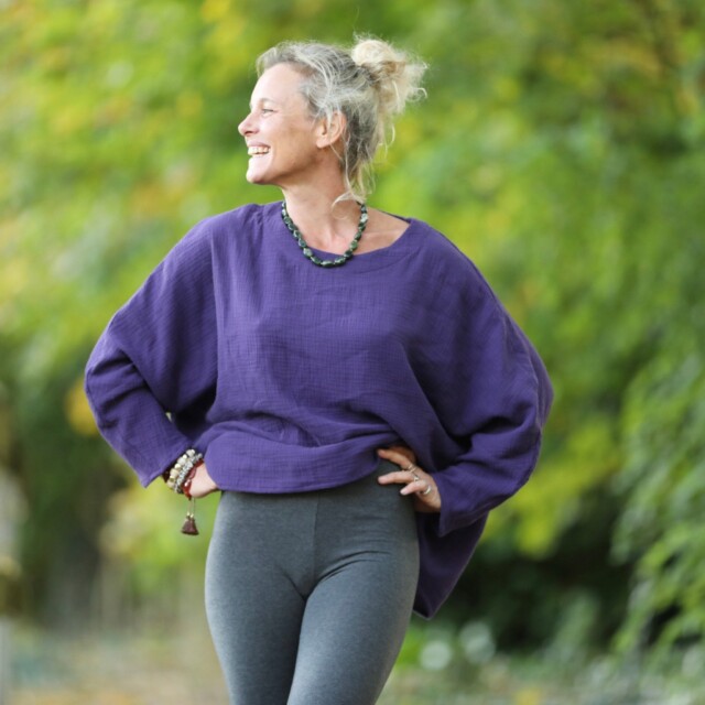 Quintessence - Blouse Naomie - double gaze de coton prune