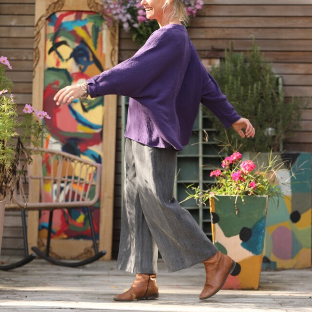 Quintessence - Blouse Naomie - double gaze de coton prune