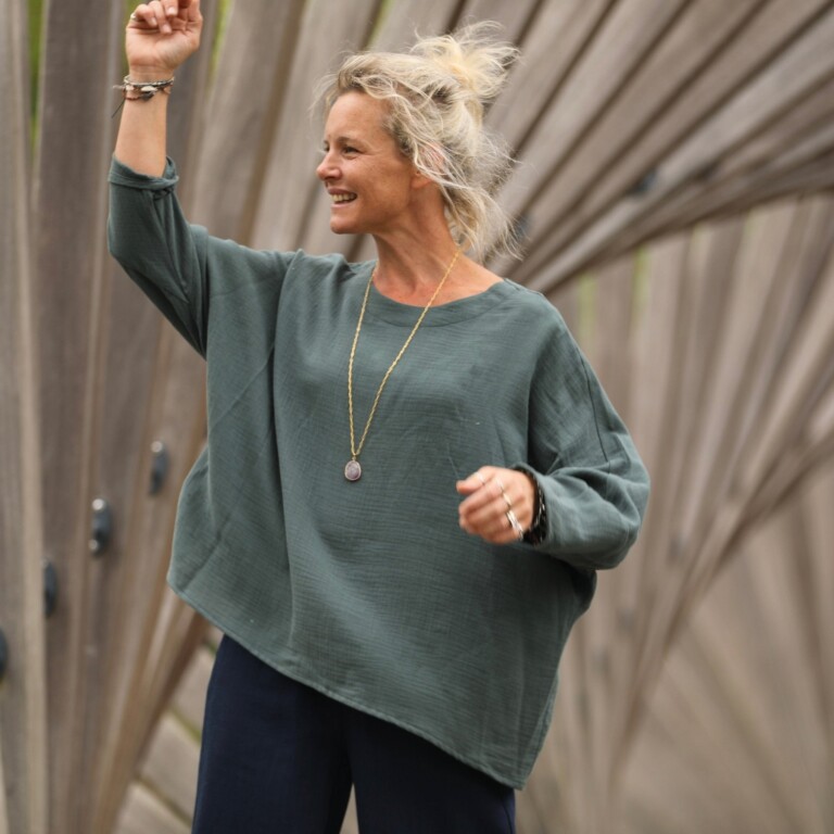 blouse naomie double gaze de coton vert cactus 7825822 Quintessence - Blouse Naomie - double gaze de coton vert cactus