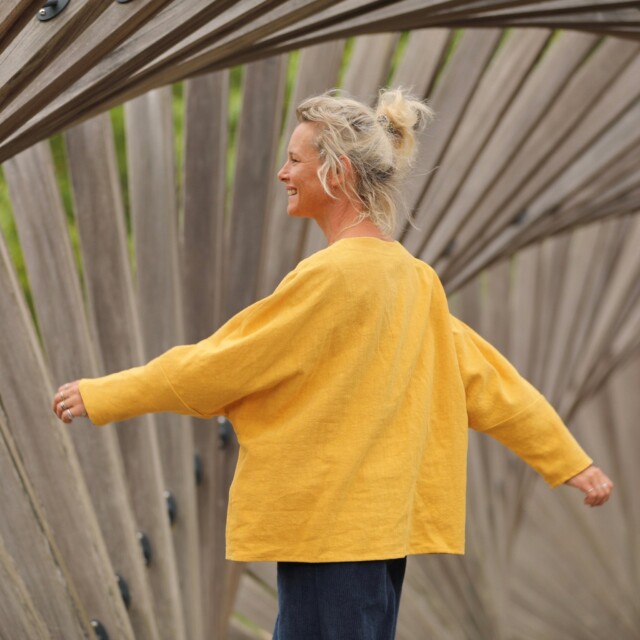 Quintessence - Blouse Naomie - lin stone wash jaune ocre