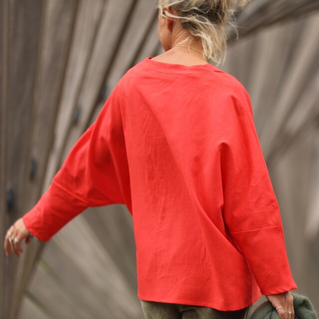 Quintessence - Blouse Naomie - lin/coton orange tangerine