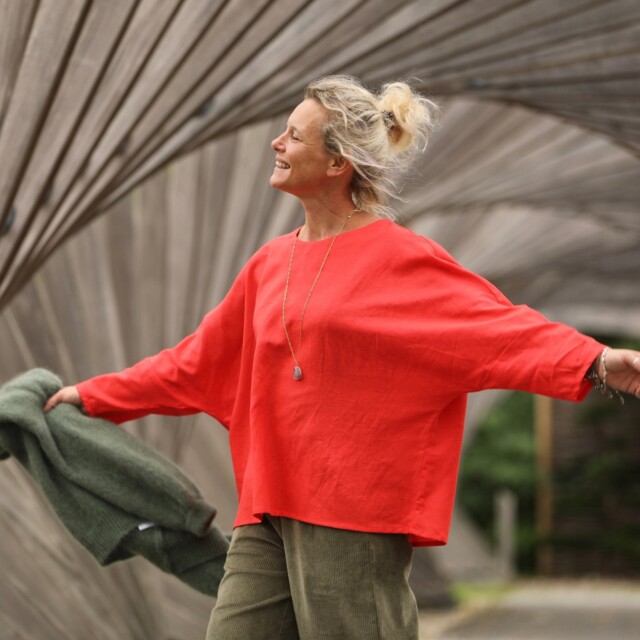 Quintessence - Blouse Naomie - lin/coton orange tangerine