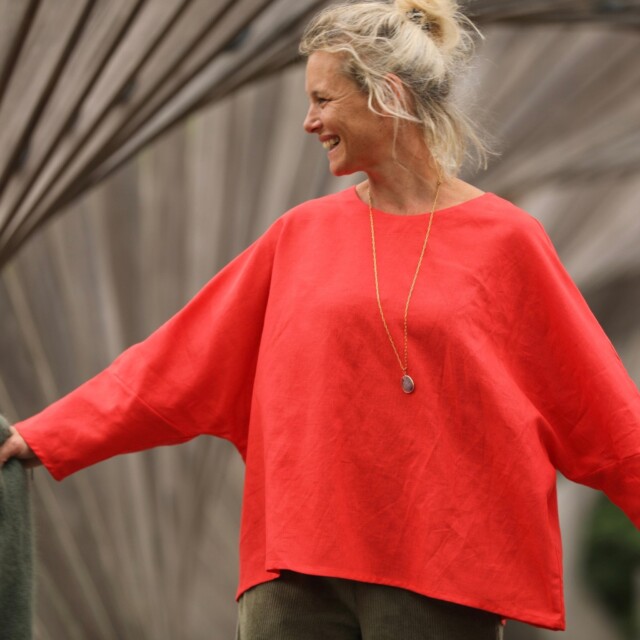 Quintessence - Blouse Naomie - lin/coton orange tangerine