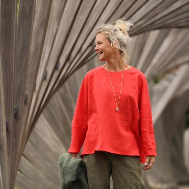 Quintessence - Blouse Naomie - lin/coton orange tangerine