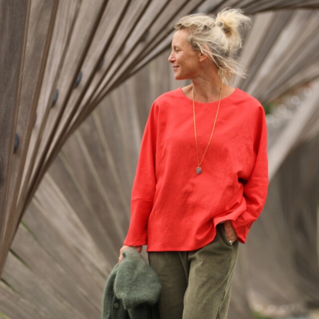 Quintessence - Blouse Naomie - lin/coton orange tangerine