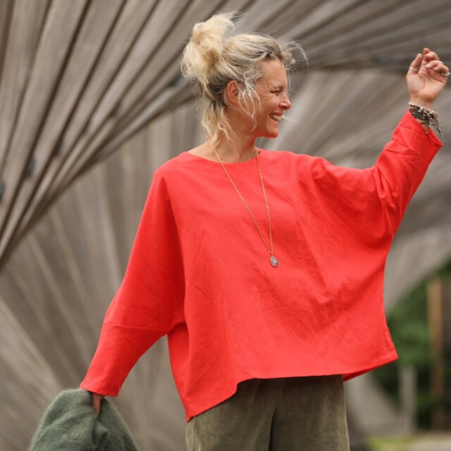 Quintessence - Blouse Naomie - lin/coton orange tangerine